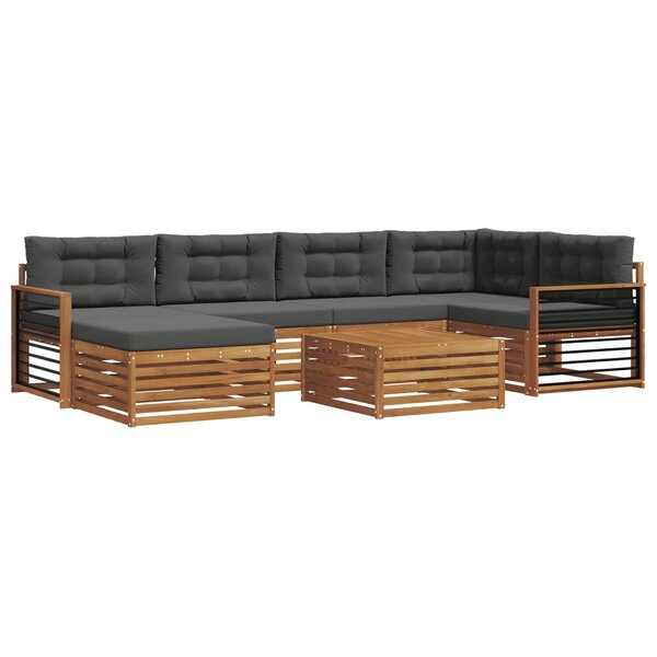 vidaXL Ensemble de canapés d'extérieur 7 Pièces Naturel et Anthracite