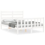 vidaXL Cadre de lit avec tête de lit blanc 140x190 cm bois massif