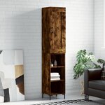 vidaXL Buffet haut Chêne fumé 34 5x34x180 cm Bois d'ingénierie