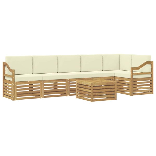 vidaXL Ensemble de canapés d'extérieur 7 pc Blanc et crème Polyester
