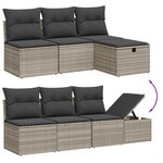vidaXL Salon de jardin 8 Pièces avec coussins gris clair résine tressée