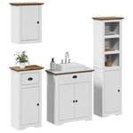 vidaXL Meubles de salle de bain 4 Pièces BODO blanc bois de pin massif