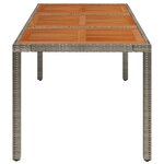 vidaXL Table de jardin dessus en bois Gris 150x90x75 cm Résine tressée