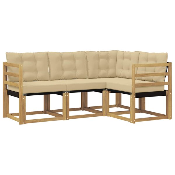 vidaXL Ensemble de canapés d'extérieur 4 pc Blanc et Beige