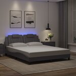 vidaXL Cadre de lit avec LED sans matelas gris 160x200 cm