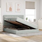 vidaXL Lit avec rangement et LED Gris clair 160 x 200 cm Velours