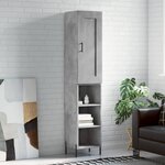 vidaXL Buffet haut Gris béton 34 5x34x180 cm Bois d'ingénierie