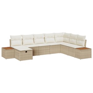 vidaXL Ensemble de canapé de jardin 8 pièces avec coussins Beige Poly Rotin