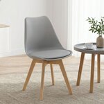4 Chaises Grises avec Pieds en Bois