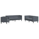 vidaXL Ensemble de canapé Chesterfield et traversins 3 Pièces gris foncé