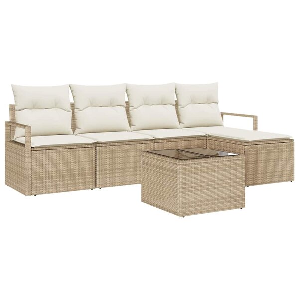 vidaXL Ensemble de canapé de jardin avec coussin 6 Pièces Beige  Crème