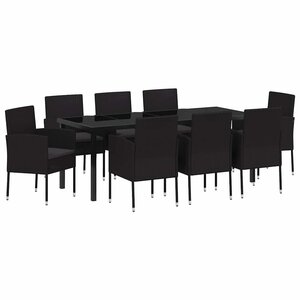 vidaXL Ensemble de salle à manger pour jardin 9 Pièces Noir polyrotin