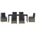 vidaXL Ensemble de Repas de Jardin 7 Pièces Rattan Poly Gris