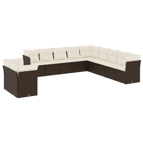 vidaXL Salon de jardin et coussins 11 Pièces marron résine tressée