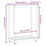 vidaXL Porte-bûches avec roulettes 76 5x40x108 cm bois massif de pin