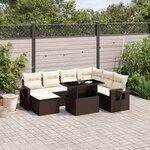 vidaXL Salon de jardin 8 Pièces avec coussins marron résine tressée