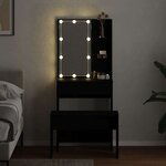 vidaXL Ensemble de table de maquillage LED 2 Pièces Chêne noir