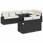 vidaXL Ensemble de canapé de jardin 9 Pièces Noir et Crème polyrotin