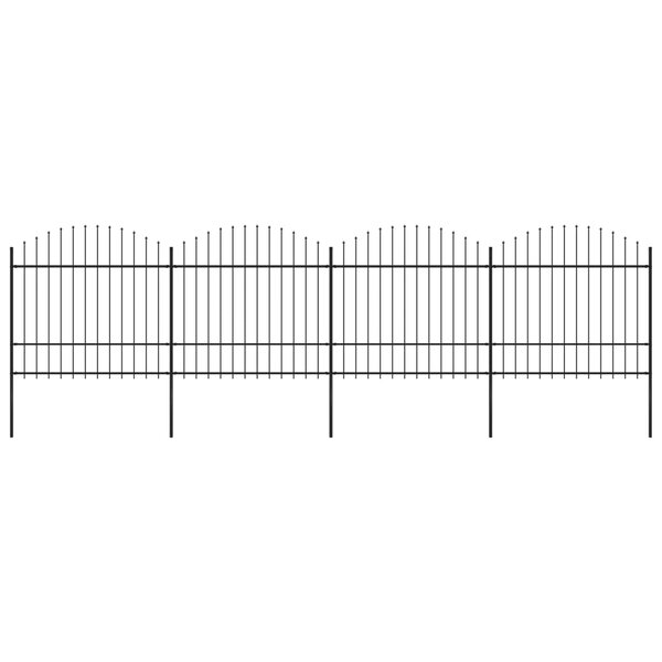 vidaXL Clôture de jardin à dessus en lance Acier (1 5-1 75)x6 8 m Noir
