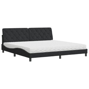 vidaXL Lit avec matelas noir 200x200 cm velours
