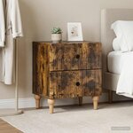 vidaXL Cabinet de chevet 2 pc Chêne fumé 43 x 34 5 x 48 cm