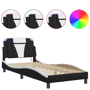vidaXL Cadre de lit Viana avec LED sans matelas noir et blanc 80x200 cm