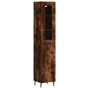 vidaXL Buffet haut Chêne fumé 34 5x34x180 cm Bois d'ingénierie