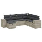 vidaXL Salon de jardin avec coussins 7 Pièces gris clair résine tressée