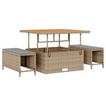 Ensemble de Canapé de Jardin de 13 Pièces avec Coussins Beige Rattan Poly Acacia