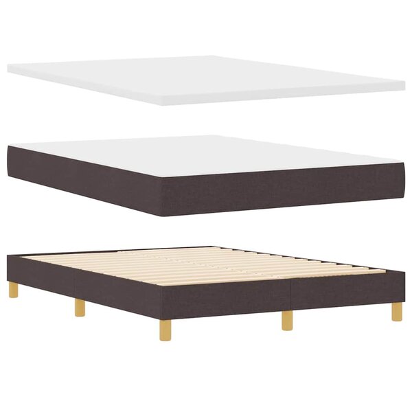 vidaXL Lit à ressorts Marron foncé et Blanc 140 x 190 cm tissu