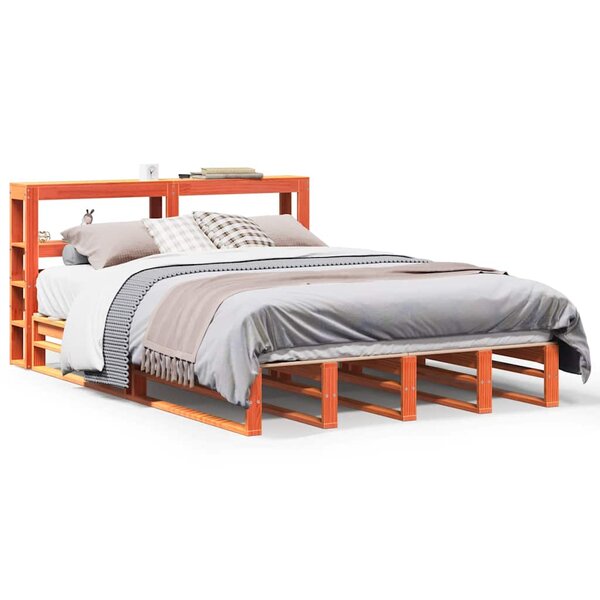 vidaXL Cadre de lit sans matelas cire marron 120x190cm bois pin massif