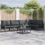vidaXL Ensemble de canapé de jardin avec coussin 6 Pièces Noir Acier
