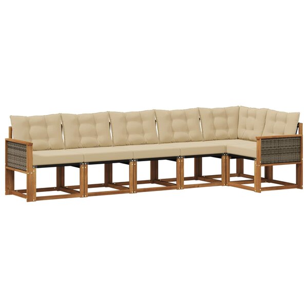 vidaXL Ensemble de canapés d'extérieur 6 pc Naturel et Beige