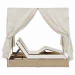 vidaXL Transat double avec toit Beige 205 x 129 x 200 cm Rattan PE