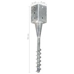 vidaXL Piquets au sol 2 Pièces Argenté 9x9x56 cm Acier galvanisé