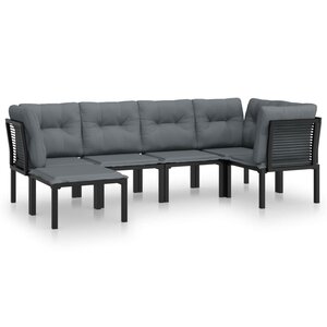 vidaXL Salon de jardin 6 Pièces noir et gris résine tressée