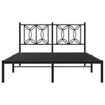 vidaXL Cadre de lit métal avec tête de lit noir 140x190 cm