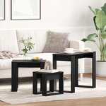 vidaXL Tables gigognes 3 Pièces Chêne noir Bois d'ingénierie