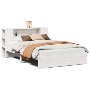 vidaXL Lit bibliothèque sans matelas blanc 140x200 cm bois pin massif