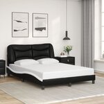 vidaXL Cadre de lit avec lumières LED noir blanc 140x200 cm similicuir