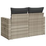 vidaXL Canapé de jardin 2 places et coussins gris clair résine tressée