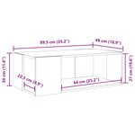 vidaXL Table basse gris béton 89 5x48x30 cm bois d'ingénierie