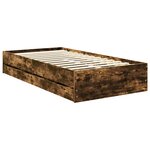 vidaXL Cadre de lit avec tiroir Chêne fumé 90 x 190 cm Bois Ingénierie
