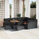 vidaXL Ensemble de canapé de jardin 12 Pièces Noir Poly rotin