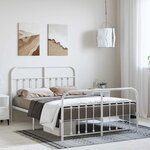 vidaXL Cadre de lit métal sans matelas et pied de lit blanc 135x190 cm