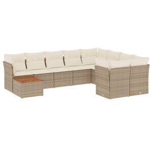 vidaXL Salon de jardin avec coussins 10 Pièces beige résine tressée