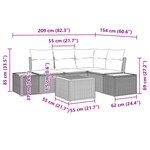 vidaXL Ensemble de Canapé de Jardin 5 Pièces avec Coussins Poly Rattan Noir Acacia
