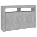 vidaXL Buffet avec lumières LED gris béton 115 5x30x75 cm