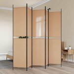 vidaXL Paravent 5 Panels Beige 250 x 220 cm Tissu