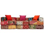 vidaXL Pouf modulaire à 3 places Patchwork Tissu
